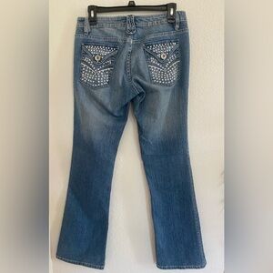 FARLOW JEANS Rhinestone Embellishments, Y2K, Denim Blue, Junior Size 9